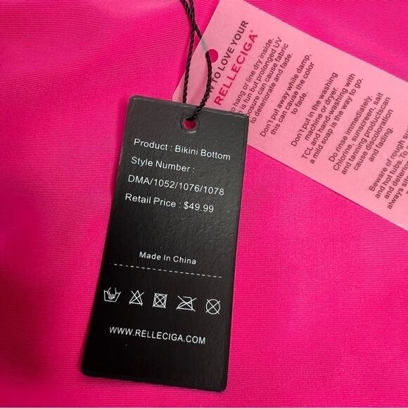RELLECIGA Large Hot Pink High Cut Cheeky Bikini Bottom Barbie Core NEW - Picture 6 of 9